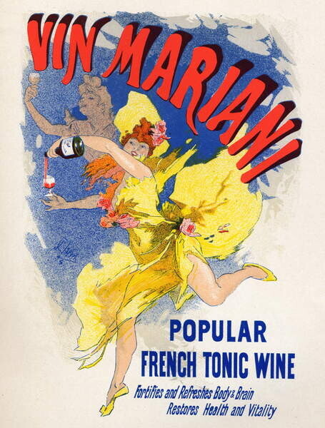 Cheret, Jules Plakát, Obraz - Food and Beverage, Mariani French Tonic Win, Cheret, Jules, 30 × 40 cm