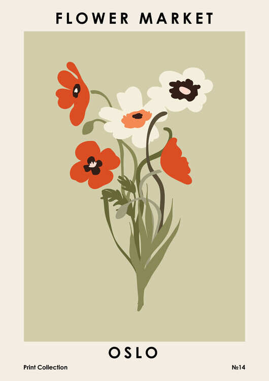 NKTN Plakát, Obraz - Flower Market Oslo, NKTN, 30 × 40 cm