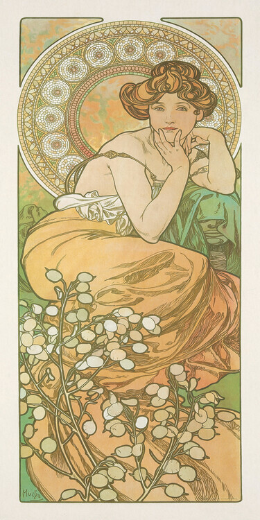 Alfons Mucha Plakát, Obraz - The Precious Stones: Topaz, 1900, Alfons Mucha, 20 × 40 cm