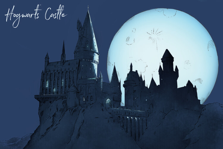 Europosters Plakát, Obraz - Harry Potter - Hogwarts Castlle, 40 × 26.7 cm
