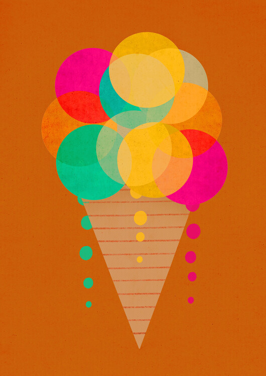 Treechild Plakát, Obraz - Neon Ice Cream, Treechild, 30 × 40 cm