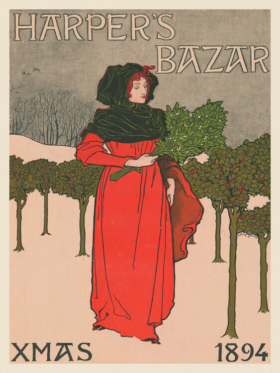 Louis Rhead Plakát, Obraz - Harpers Bazar Christmas 1894, Louis Rhead, 30 × 40 cm