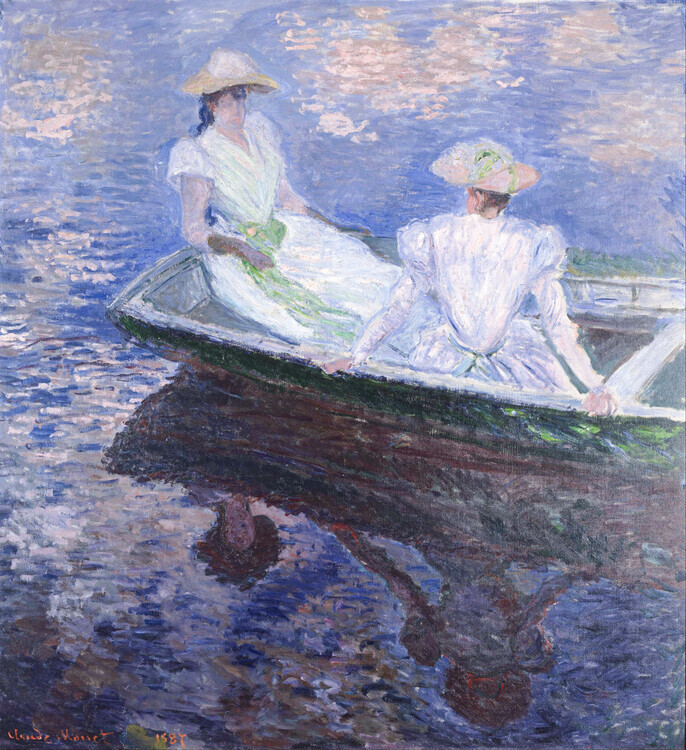Claude Monet Plakát, Obraz - On the Boat, Claude Monet, 40 × 40 cm