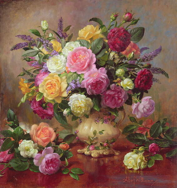 Williams, Albert Plakát, Obraz - Roses from a Victorian Garden, Williams, Albert, 40 × 40 cm
