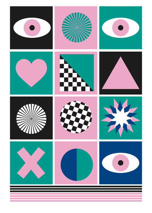 SERGIO ORTIZ Plakát, Obraz - GEOMETRIC III, SERGIO ORTIZ, 30 × 40 cm