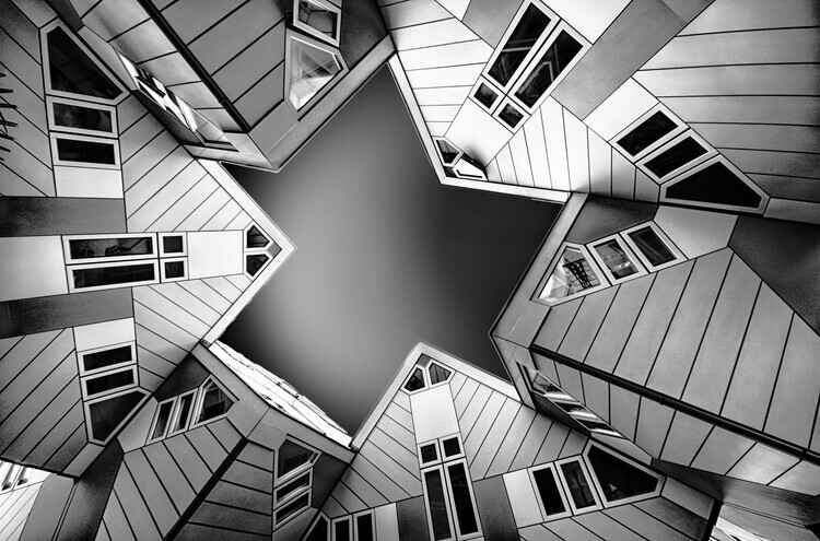 Henk Langerak Plakát, Obraz - Cubic houses, Henk Langerak, 40 × 26.7 cm