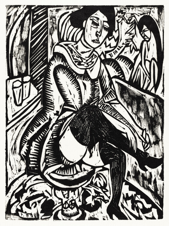 Ernst Ludwig Kirchner Plakát, Obraz - Lady Tying Her Shoes, Ernst Ludwig Kirchner, 30 × 40 cm