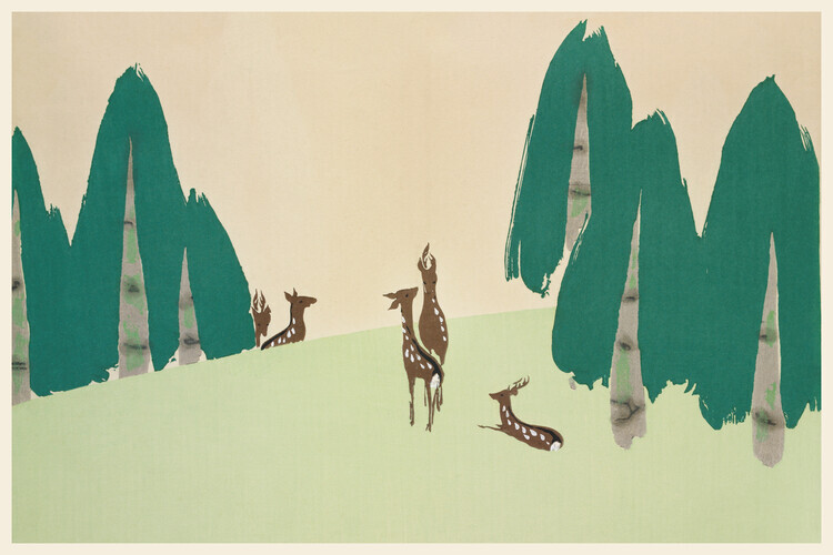 Kamisaka Sekka Plakát, Obraz - The Deer from Momoyogusa, Kamisaka Sekka, 40 × 26.7 cm