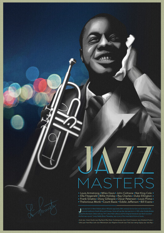 Fadil Plakát, Obraz - Legend Series- Jazz, Fadil, 30 × 40 cm