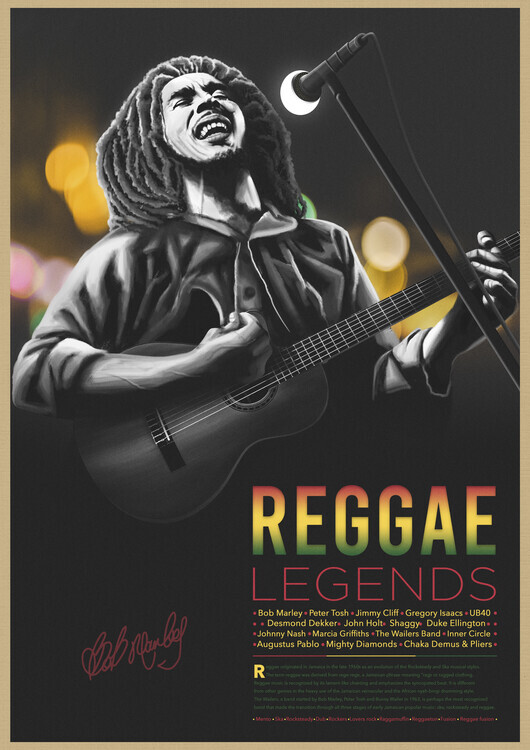 Fadil Plakát, Obraz - Legends Series- Reggae, Fadil, 30 × 40 cm