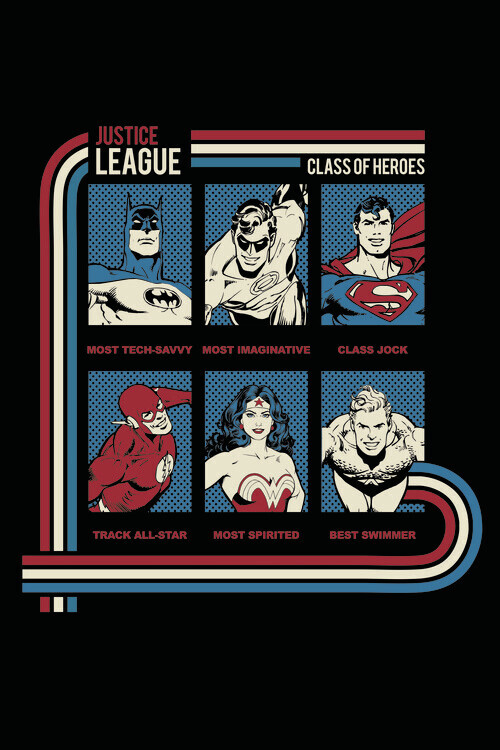 Europosters Plakát, Obraz - Justice League - Class of Heroes, 26.7 × 40 cm
