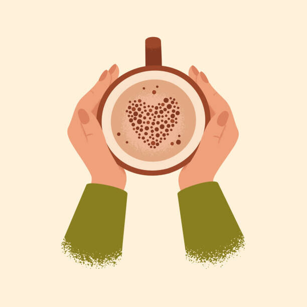 Ponomariova_Maria Plakát, Obraz - Female hands holding cup of coffee isolated from background., Ponomariova_Maria, 40 × 40 cm