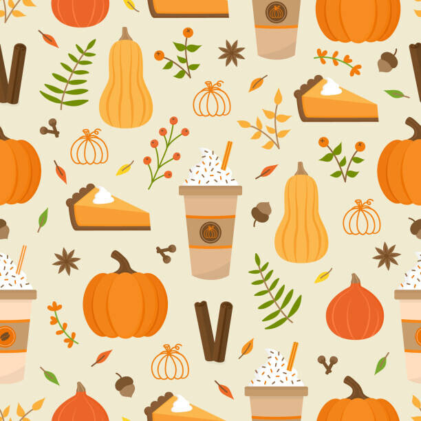 Kristyna Vagnerova Plakát, Obraz - Pumpkin spice seamless pattern, Kristyna Vagnerova, 40 × 40 cm
