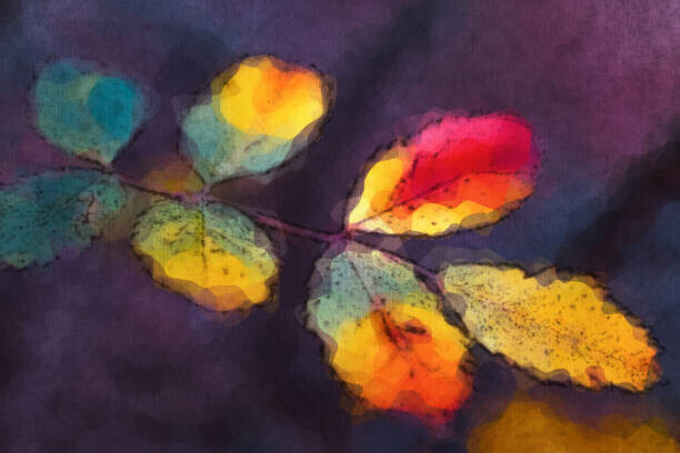 oxygen Plakát, Obraz - Abstract Autumn Leaves Watercolor Painting, oxygen, 40 × 26.7 cm
