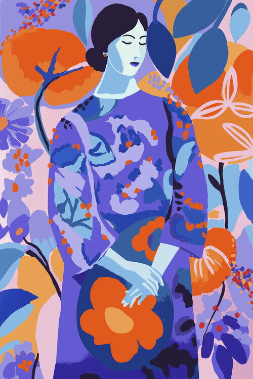 Treechild Plakát, Obraz - Woman In Flower Garden, Treechild, 26.7 × 40 cm