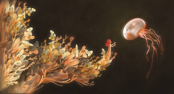 Jorm Sangsorn Plakát, Obraz - Fantasy scene girl with giant jelly, Jorm Sangsorn, 40 × 22.2 cm