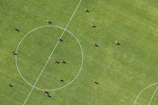 fStop Images - Stephan Zirwes Plakát, Obraz - Aerial view of football match, fStop Images - Stephan Zirwes, 40 × 26.7 cm