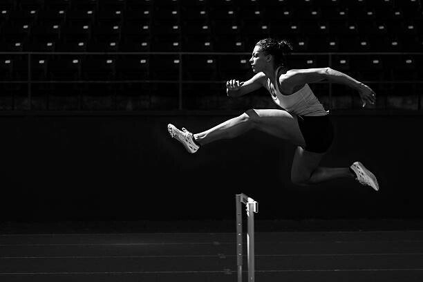 Sawaya Photography Plakát, Obraz - A runner taking on the hurdles., Sawaya Photography, 40 × 26.7 cm