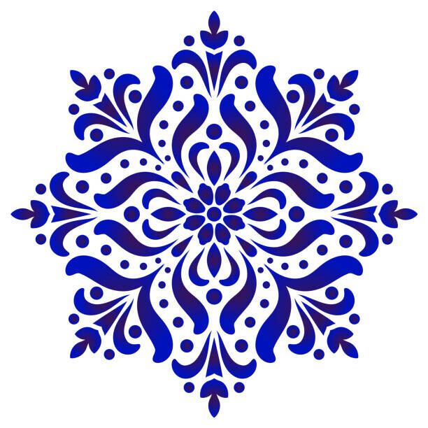horizon2531 Plakát, Obraz - decorative flower blue and white, horizon2531, 40 × 40 cm