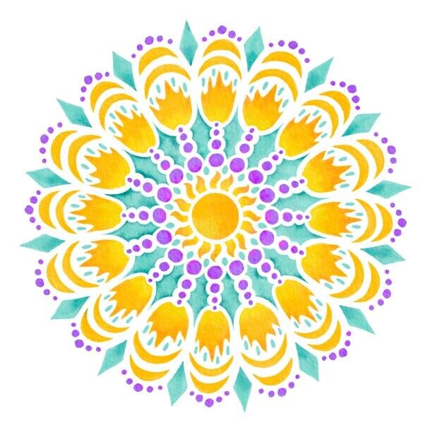 Olga Fisher Plakát, Obraz - Mandala with sun elements, Olga Fisher, 40 × 40 cm