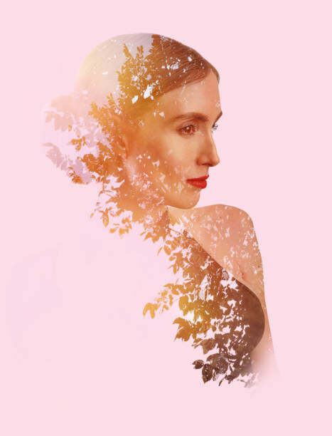 GeorgePeters Plakát, Obraz - Multiple Exposure of beautiful woman and trees, GeorgePeters, 30 × 40 cm