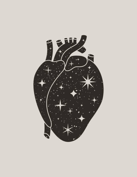 ANASTASIIA DMITRIEVA Plakát, Obraz - Mystic Black Heart in a Trendy, ANASTASIIA DMITRIEVA, 30 × 40 cm