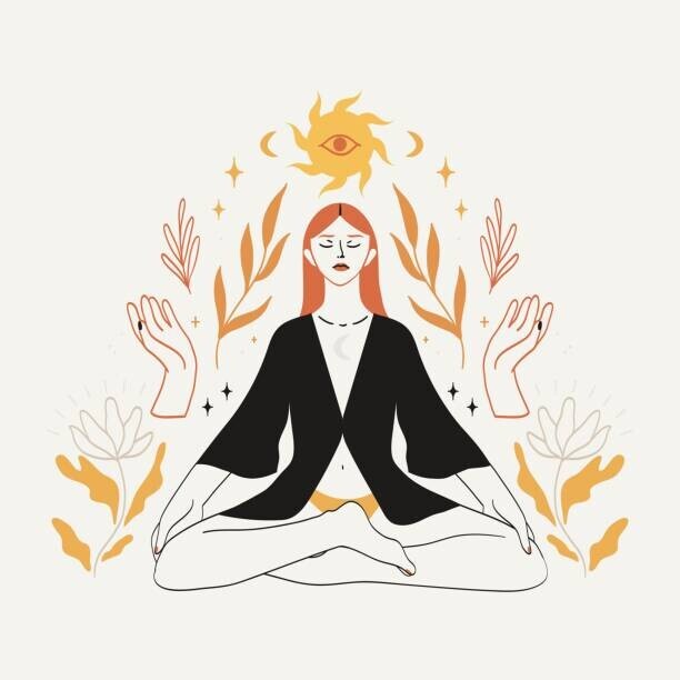 Oleg Lyfar Plakát, Obraz - Meditating woman sitting in lotus pose, Oleg Lyfar, 40 × 40 cm