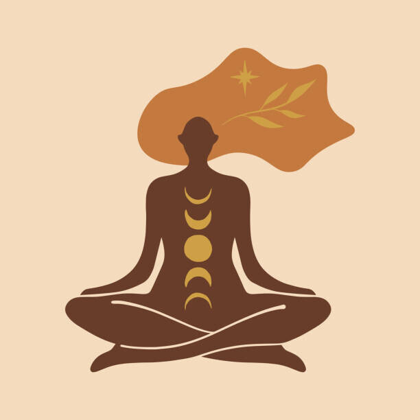 Anna Konstantinova Plakát, Obraz - Yoga girl moonchild vector illustration sacred, Anna Konstantinova, 40 × 40 cm