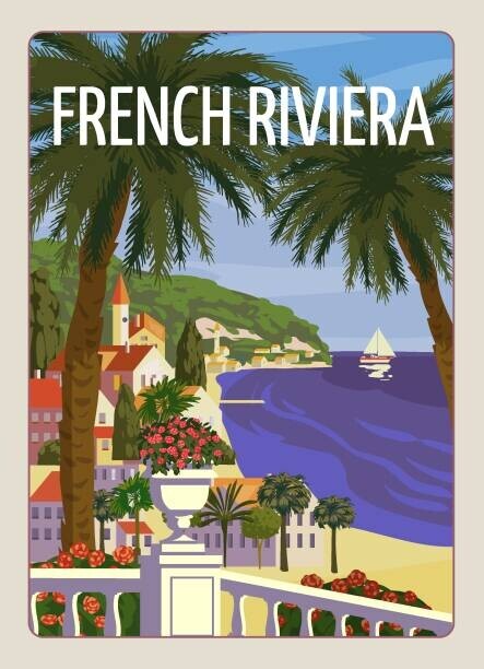 VectorUp Plakát, Obraz - French Riviera Nice coast poster vintage., VectorUp, 30 × 40 cm