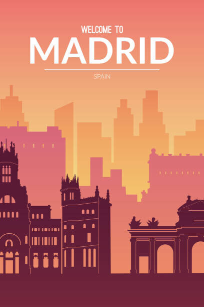 Chuhail Plakát, Obraz - Madrid, Spain famous cityscape view background., Chuhail, 26.7 × 40 cm