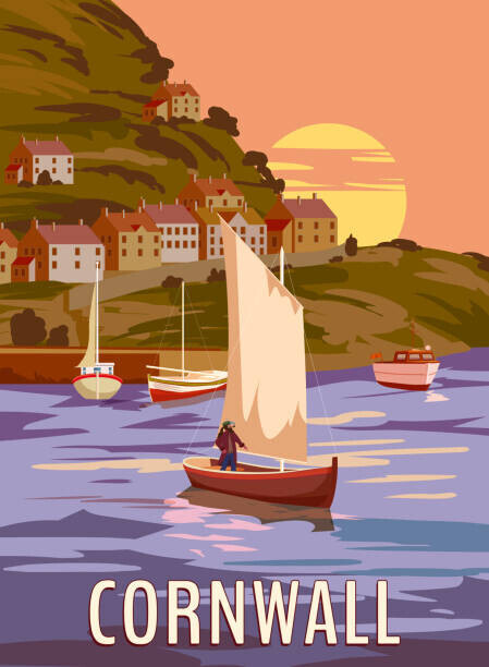 VectorUp Plakát, Obraz - Travel Poster Cornwall, Vintage, South West, VectorUp, 30 × 40 cm