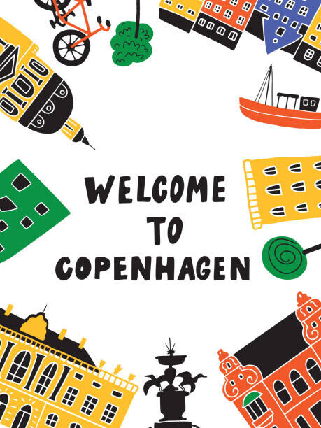 Ekaterina Kapranova Plakát, Obraz - Welcome to Copenhagen. Funny hand drawn, Ekaterina Kapranova, 30 × 40 cm