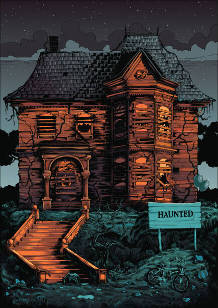Man_Half-tube Plakát, Obraz - Halloween haunted house poster, Man_Half-tube, 30 × 40 cm