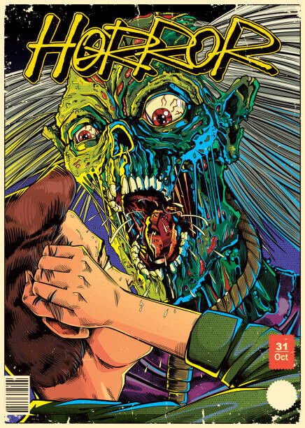 Man_Half-tube Plakát, Obraz - Creepy zombie poster illustration, Man_Half-tube, 30 × 40 cm