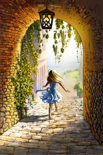 jutka5 Plakát, Obraz - A little girl running on the, jutka5, 26.7 × 40 cm