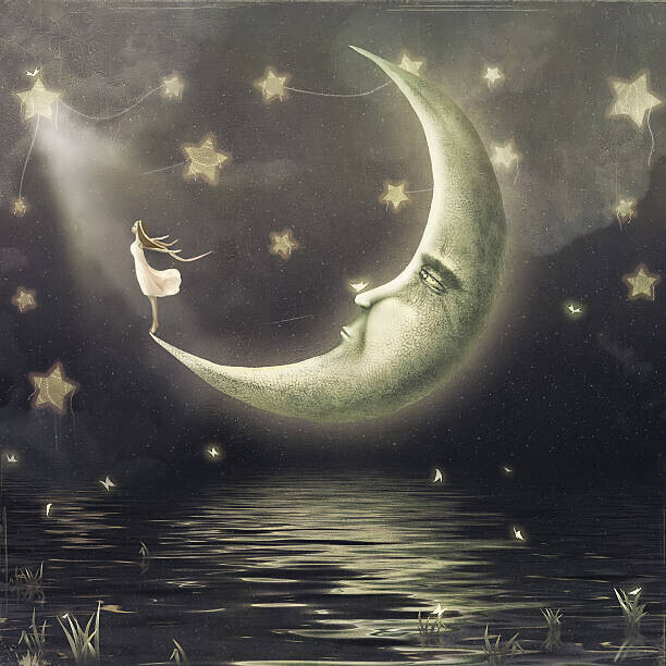 maroznc Plakát, Obraz - The illustration shows  girl who admires  star sky, maroznc, 40 × 40 cm