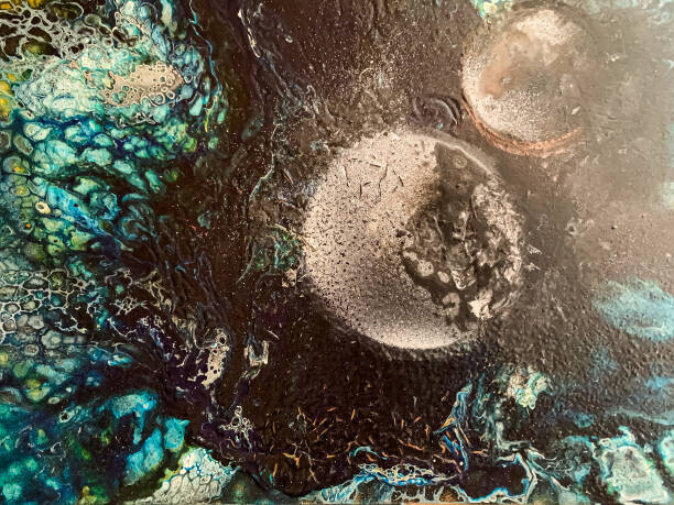 Natalia Kazarina Plakát, Obraz - abstract cosmic landscape with planets, acrylic, Natalia Kazarina, 40 × 30 cm