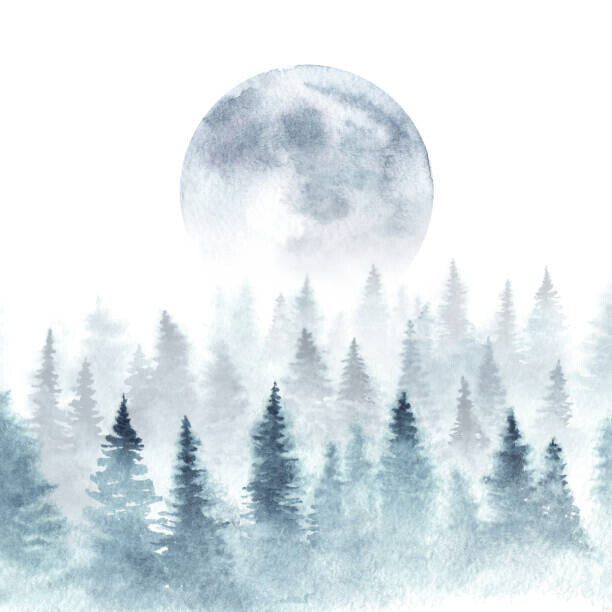 Juliia Tochilina Plakát, Obraz - Watercolor landscape, Juliia Tochilina, 40 × 40 cm