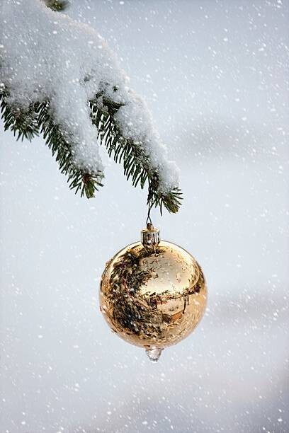 Design Pics / John Short Plakát, Obraz - A Gold Ball Ornament Hanging From, Design Pics / John Short, 26.7 × 40 cm