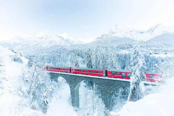 Roberto Moiola / Sysaworld Plakát, Obraz - Bernina Express train in white winter, Roberto Moiola / Sysaworld, 40 × 26.7 cm