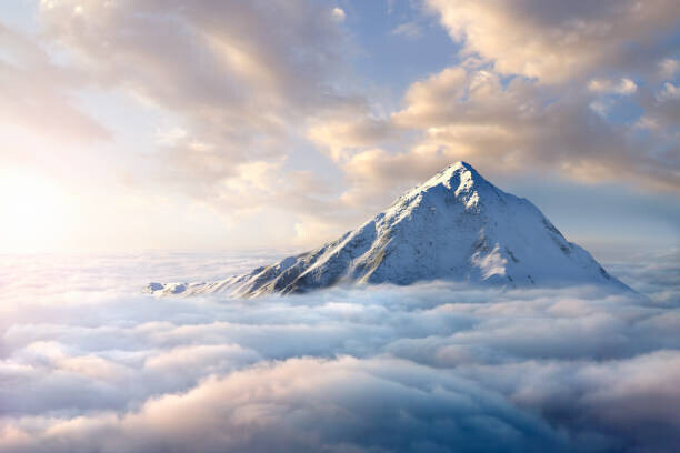 Chris Clor Plakát, Obraz - Snow-covered mountaintop above clouds, Chris Clor, 40 × 26.7 cm