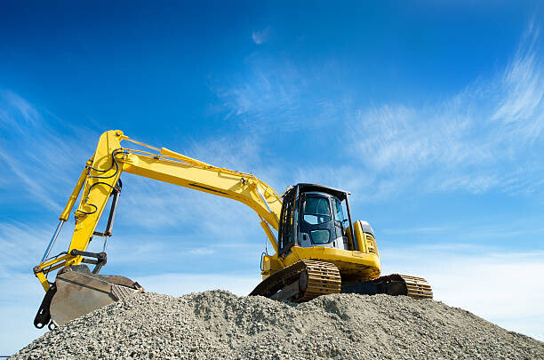 BirdImages Plakát, Obraz - Backhoe on a Gravel Pile, BirdImages, 40 × 26.7 cm