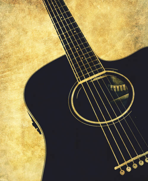 SEAN GLADWELL Plakát, Obraz - Retro guitar textured background, SEAN GLADWELL, 30 × 40 cm