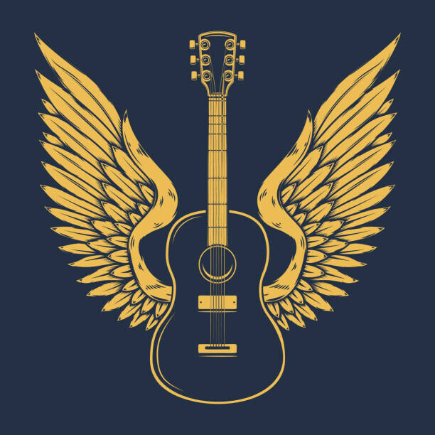 ioanmasay Plakát, Obraz - Illustration of winged rock guitar. Design, ioanmasay, 40 × 40 cm