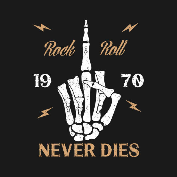 Roman Prysiazhniuk Plakát, Obraz - Rock-n-Roll music grunge typography for t-shirt., Roman Prysiazhniuk, 40 × 40 cm