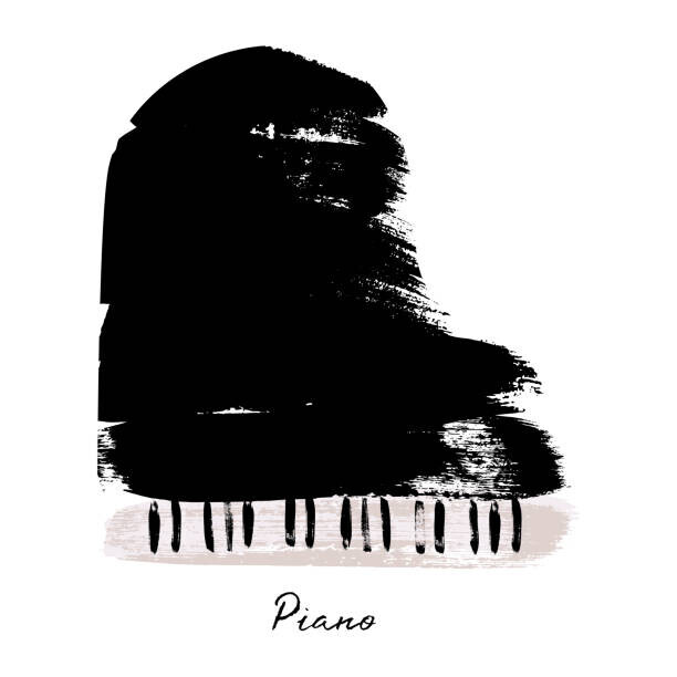 olegback Plakát, Obraz - Painted with brush strokes piano. Vector, olegback, 40 × 40 cm