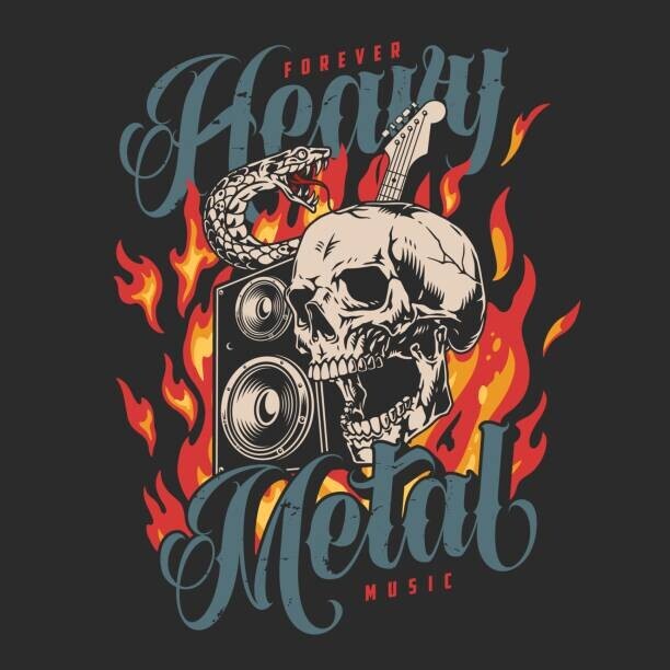 IMOGI Plakát, Obraz - Heavy metal vintage colorful flyer, IMOGI, 40 × 40 cm