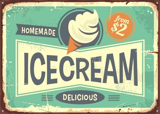 lukeruk Plakát, Obraz - Ice cream promotional retro poster, lukeruk, 40 × 30 cm