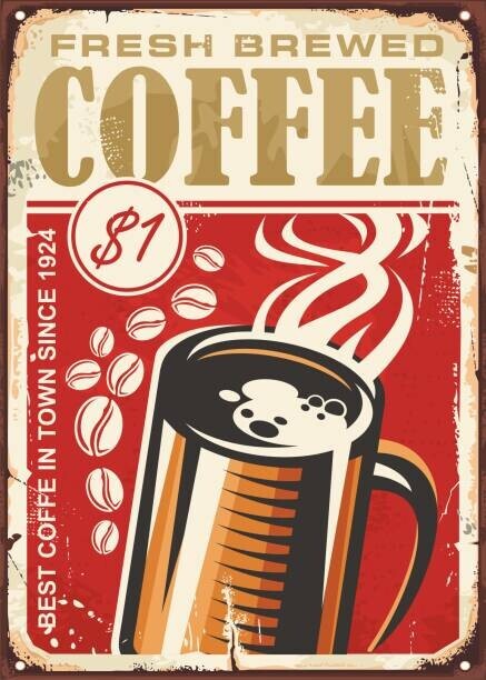 lukeruk Plakát, Obraz - Fresh brewed coffee vintage sign design, lukeruk, 30 × 40 cm