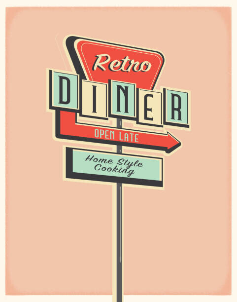 JDawnInk Plakát, Obraz - Retro Diner roadside sign poster design, JDawnInk, 30 × 40 cm